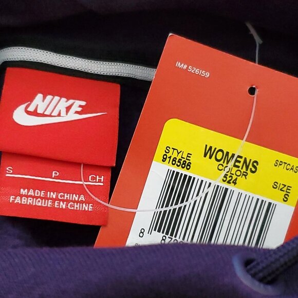 Nike Funnel Neck Deep Purple Metallic Graphic Pullover Hoodie Sweatshirt Small - Picture 7 of 12